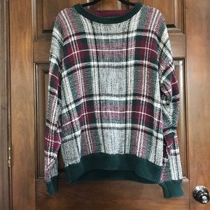 Men’s Hunt Club Green/Red/White Plaid Sweater L